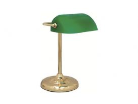 Bordslampa Bankir, Mässing, Grön glasskärm, E27