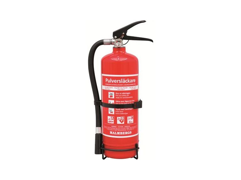 Pulverbrandsläckare, ABC, 2 kg, Röd