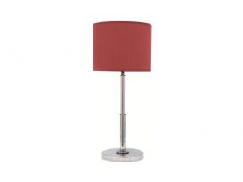 Bordslampa Cinderella,Krom, Röd textilskärm, E27 